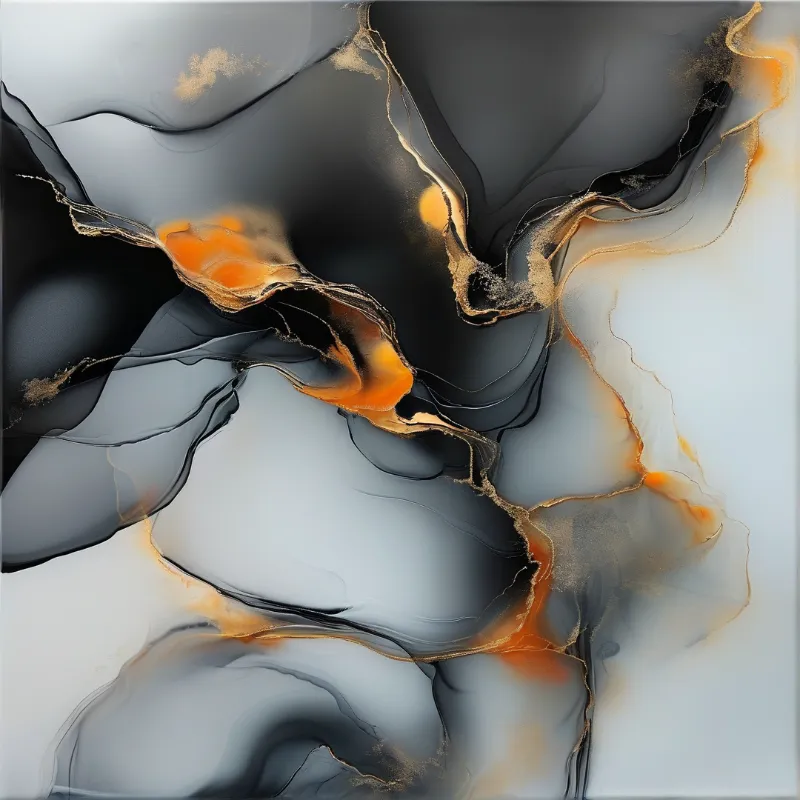 Abstract Fluid Art with Gold