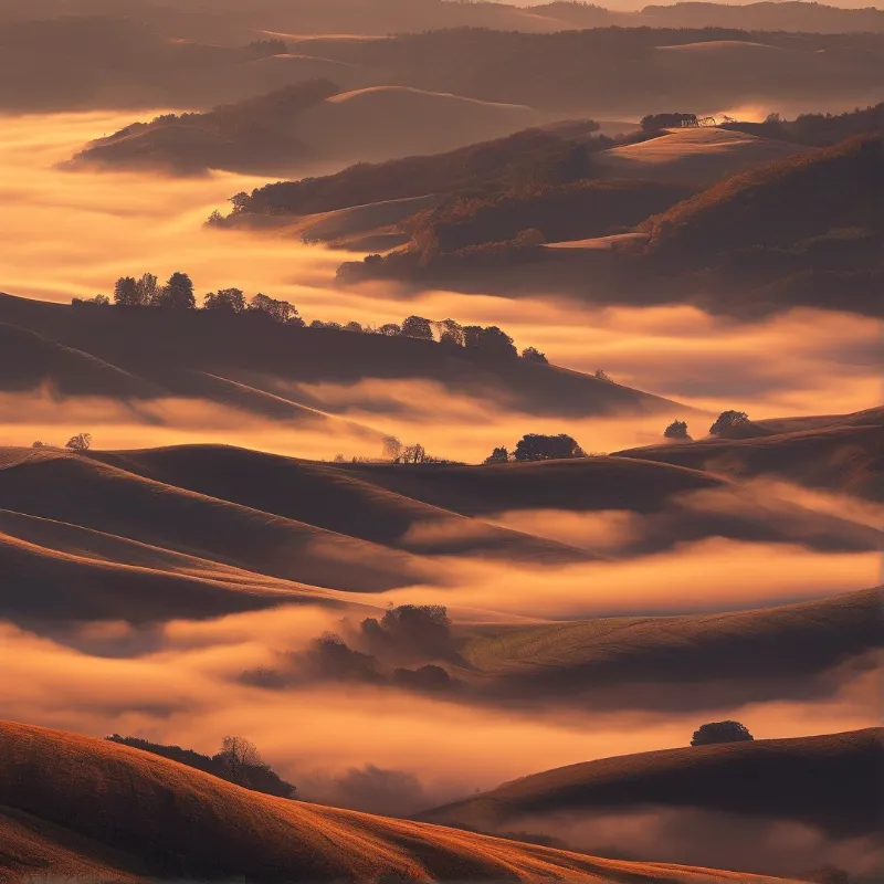 Golden Misty Rolling Hills
