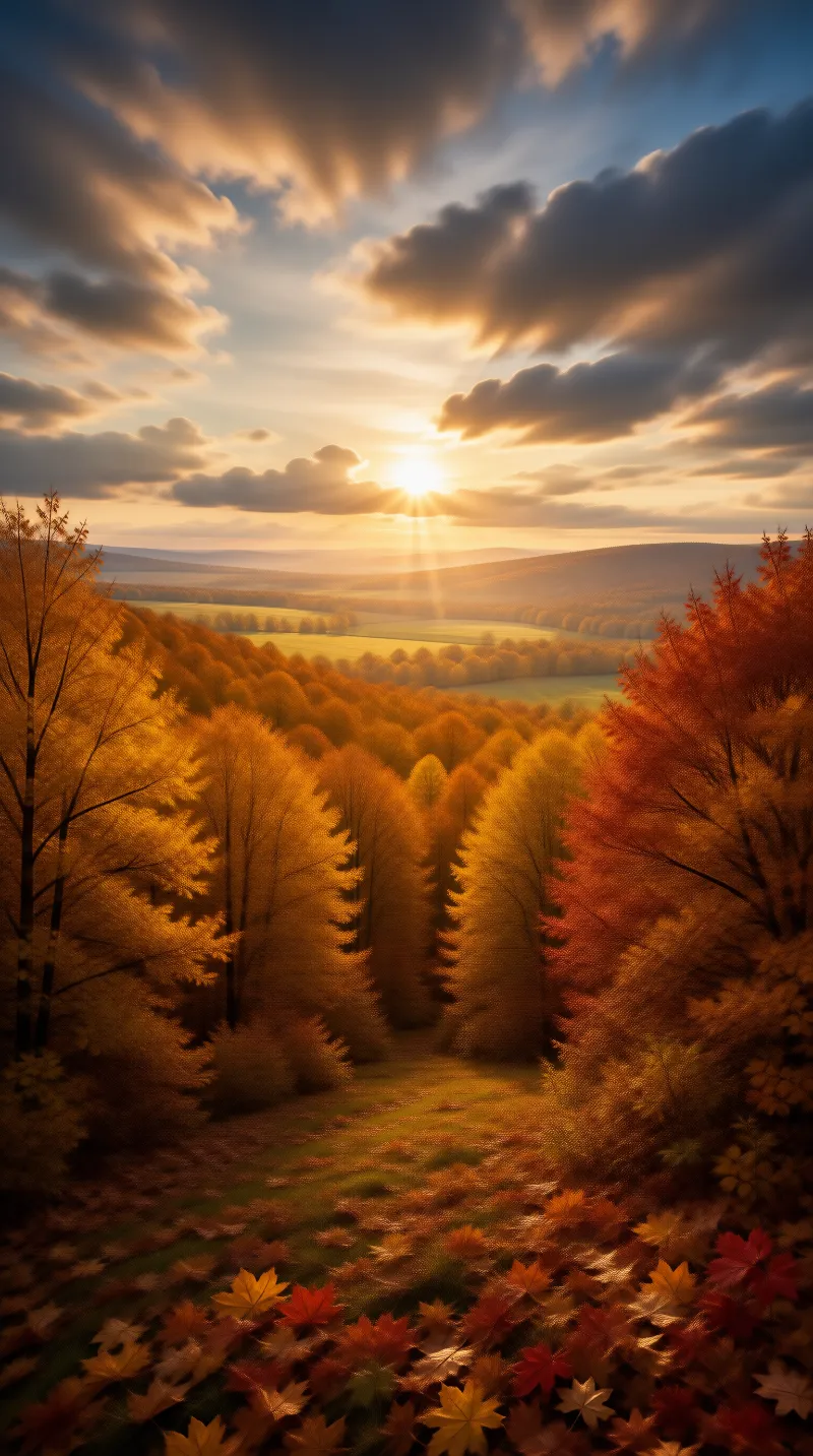 Sunrise Over Autumn Woods