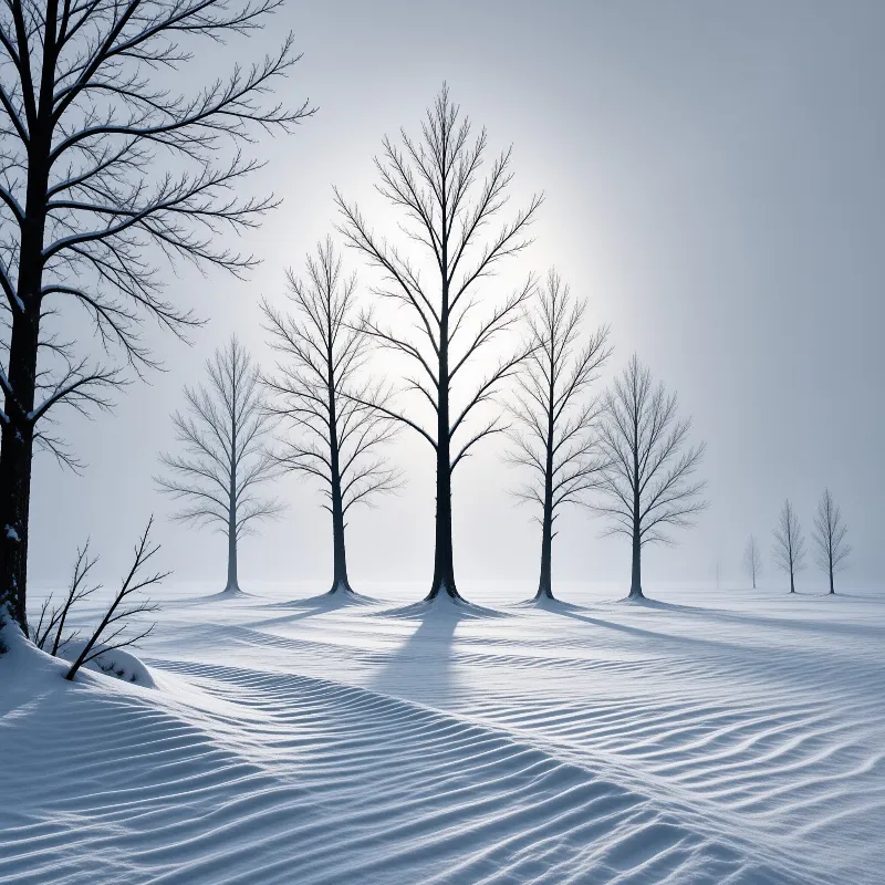 Winter Snowscape with Bare Trees