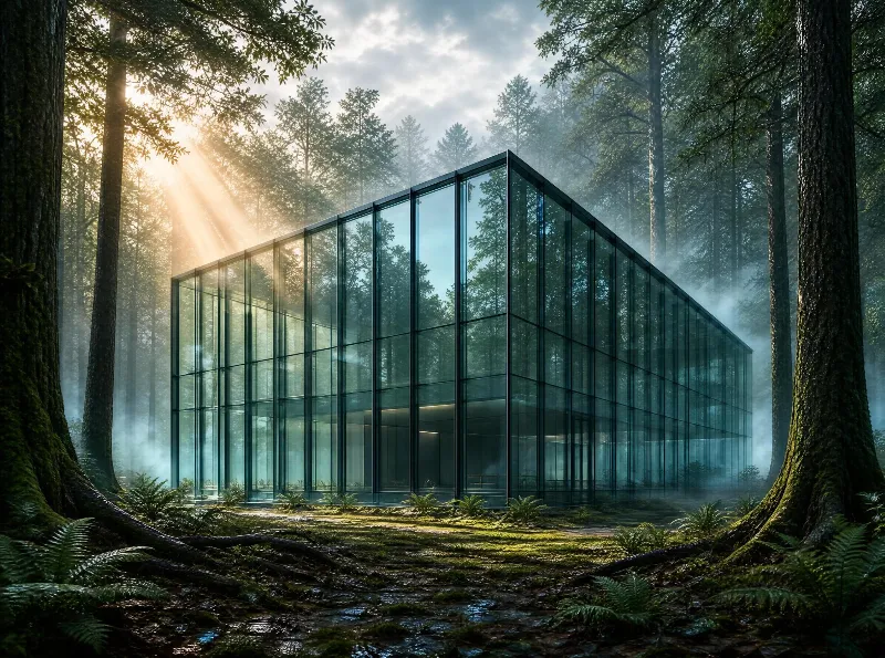Glass Pavilion in Forest