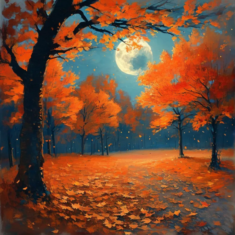 Autumn Moonlit Forest