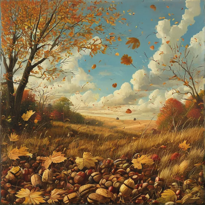 Autumn Landscape with Nuts
