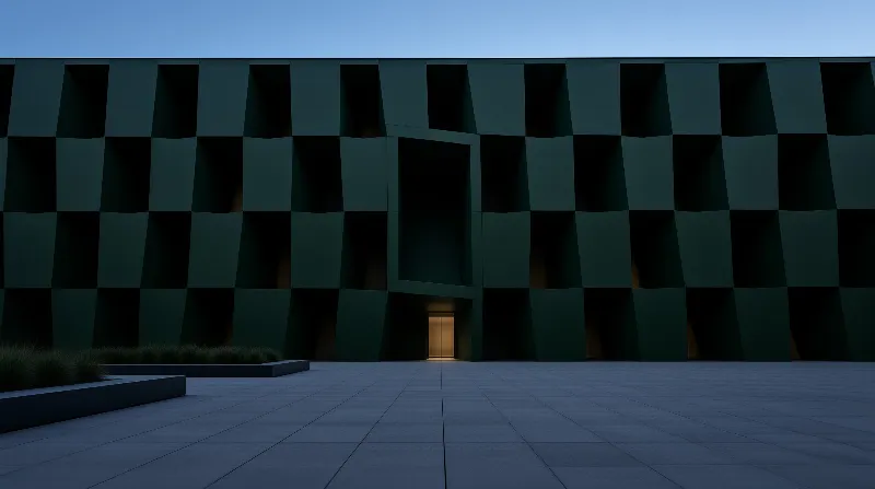 Dark Green Blocky Facade