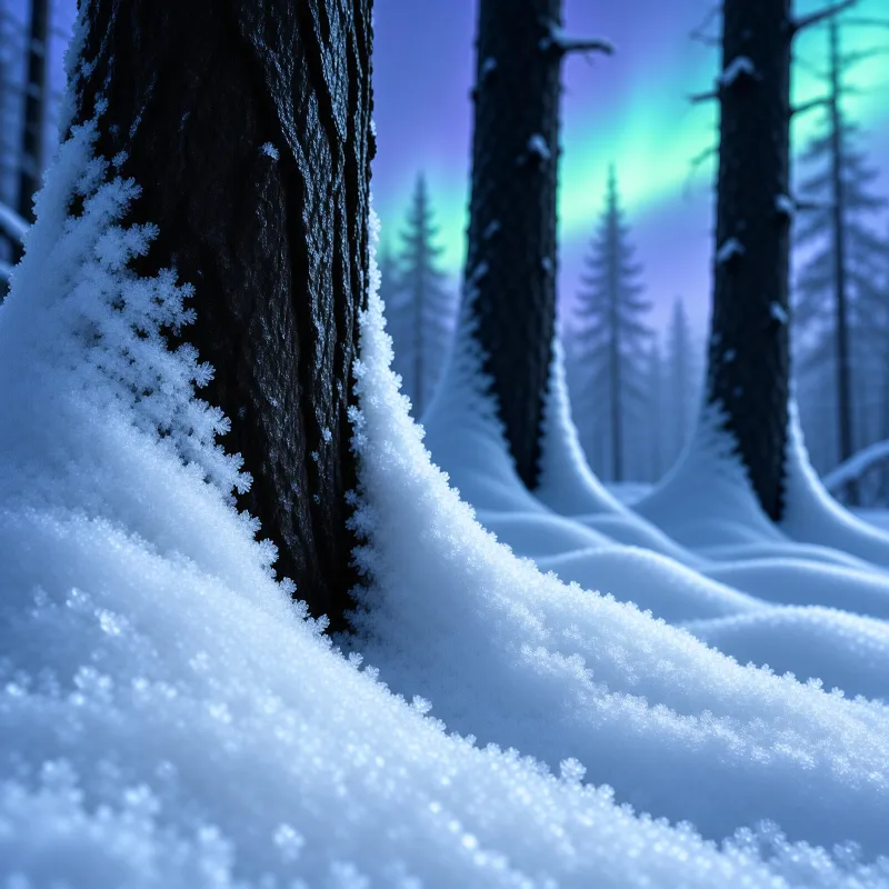 Winter Forest with Aurora