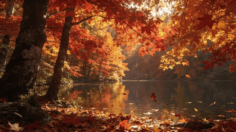Autumn Forest Reflected in Still Water