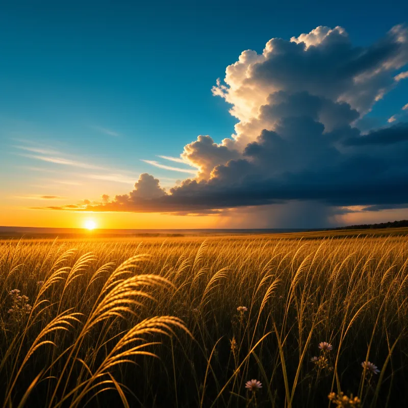 Sunset Over Golden Field