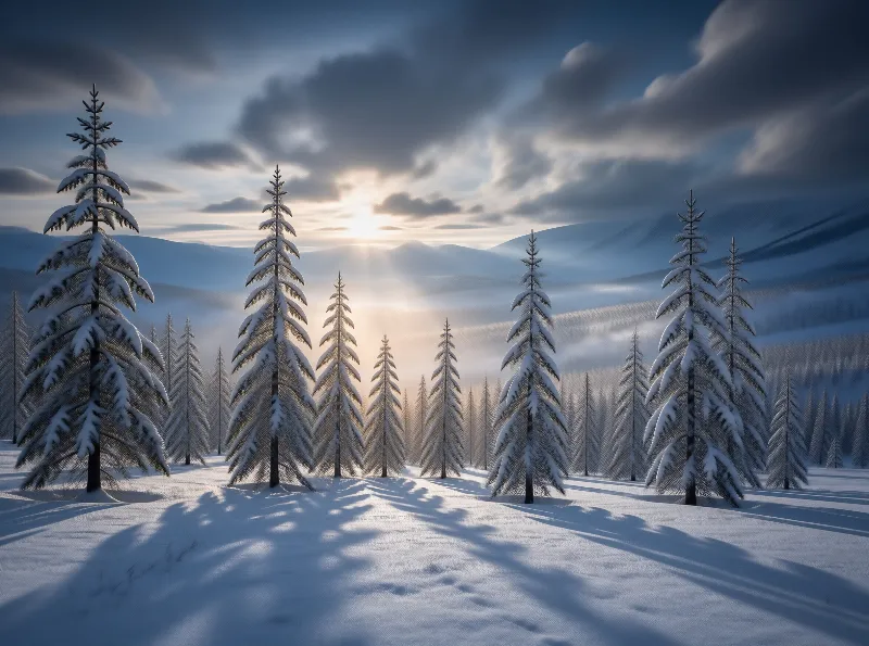 Sunlit Winter Forest