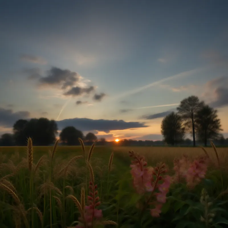 Sunset Over Field