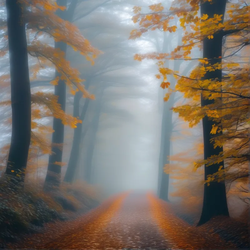 Misty Autumn Forest Path