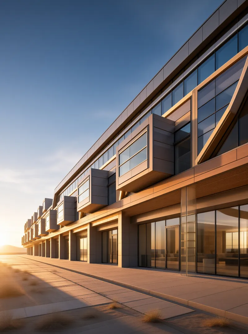 Modern Building at Sunset