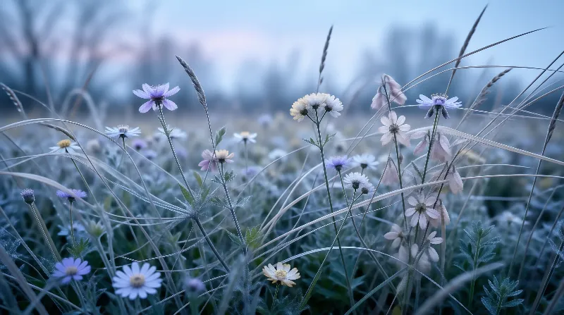 Frosty Wildflower Field