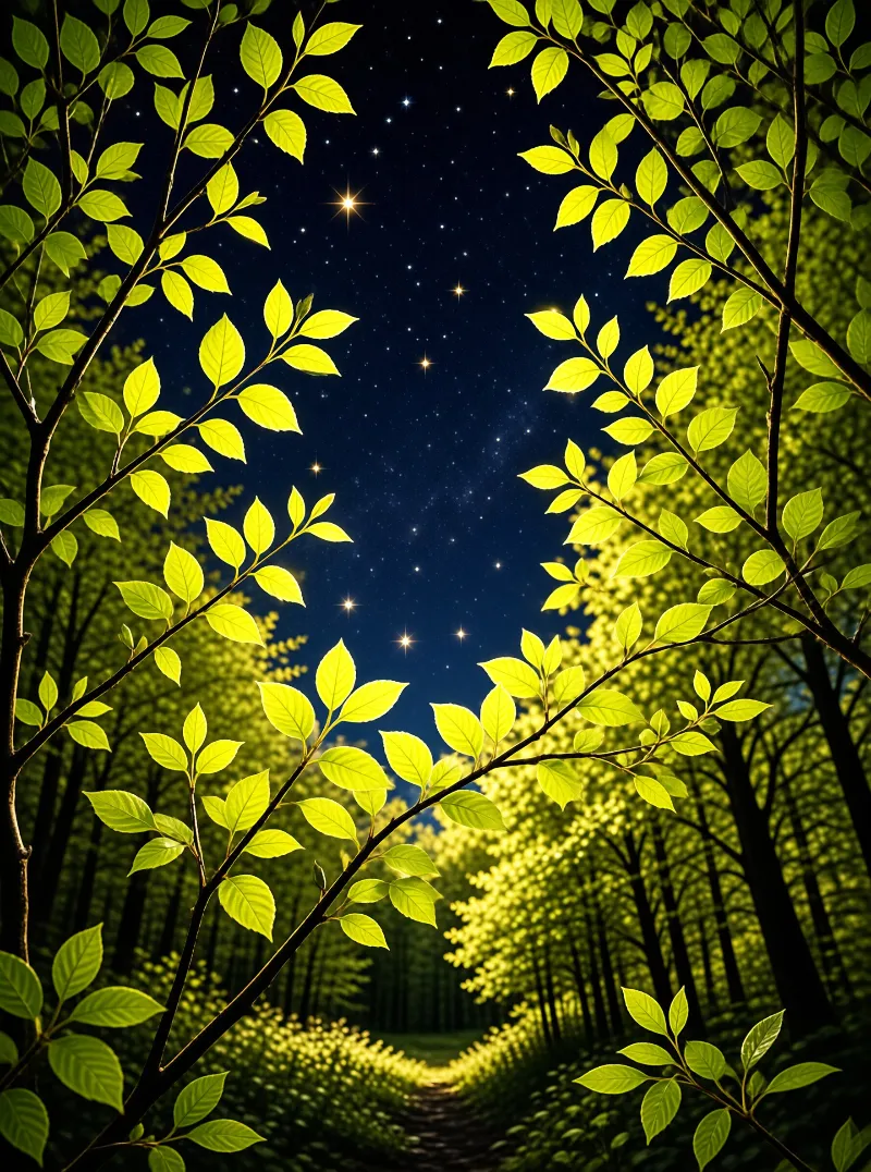 Starry Night Forest Path