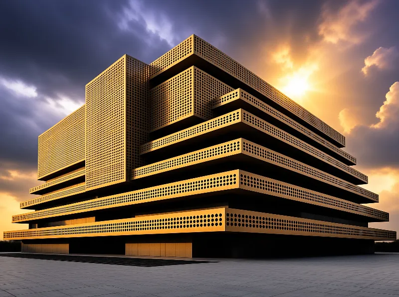 Perforated Golden Building