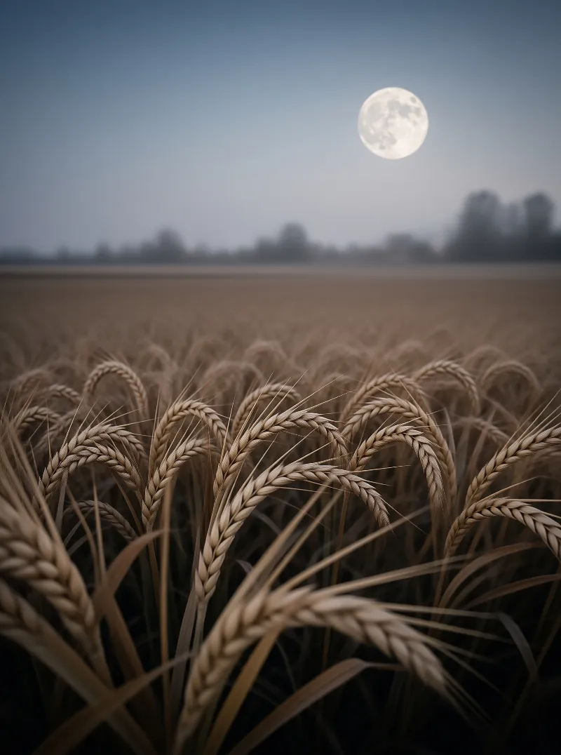 Wheat Field Under Moonlight