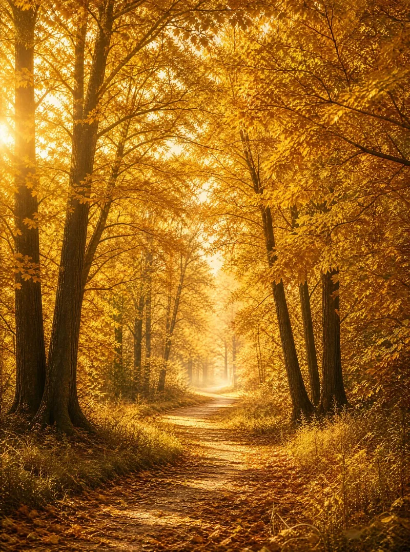 Golden Autumn Forest Path