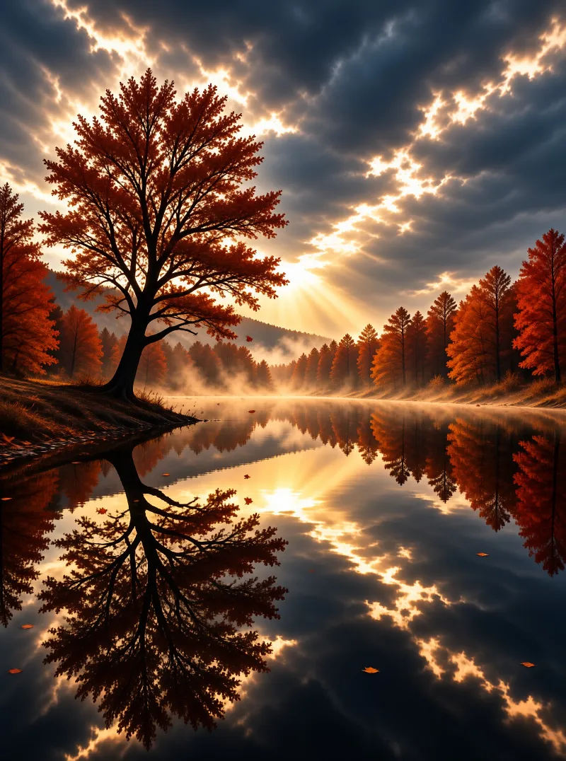 Autumn Sunset Reflection