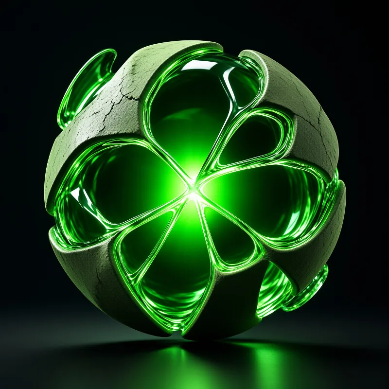 Glowing Green Clover in Stone
