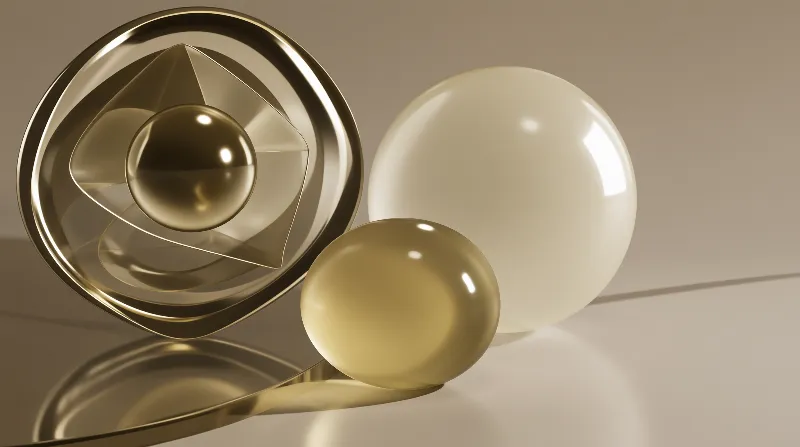 Abstract Gold and White Shapes