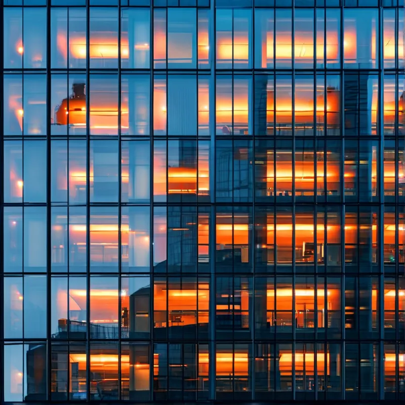 Glass Facade at Dusk