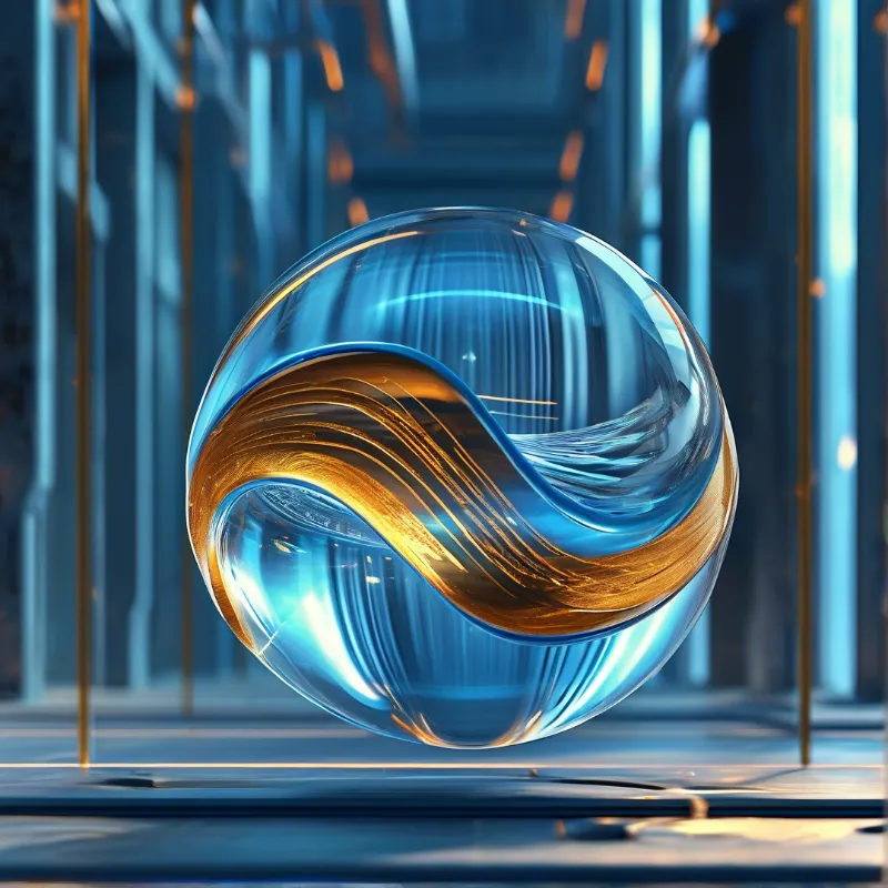 Crystal Sphere with Gold Swirl