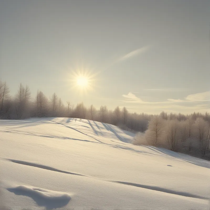Bright Sun Over Snowy Hills