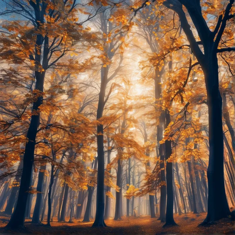 Sunlit Autumn Woods