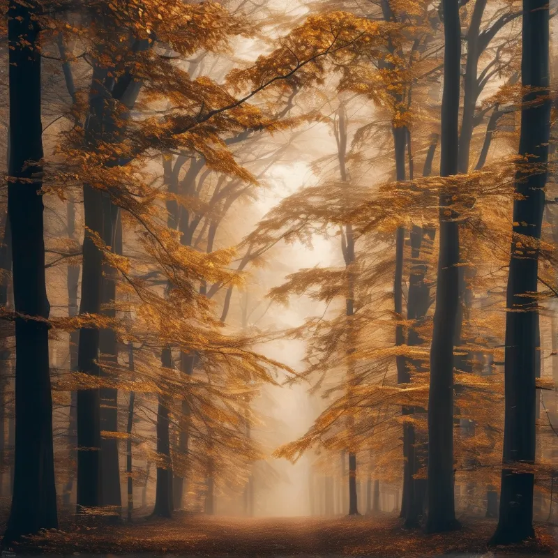 Misty Autumn Forest
