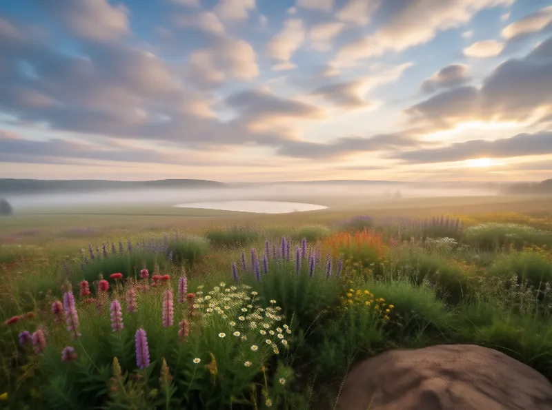 Misty Meadow Sunrise
