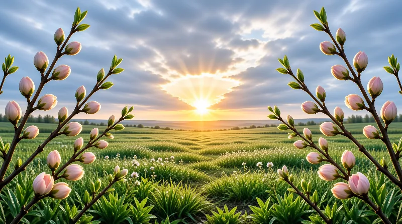 Spring Sunrise Over Fields