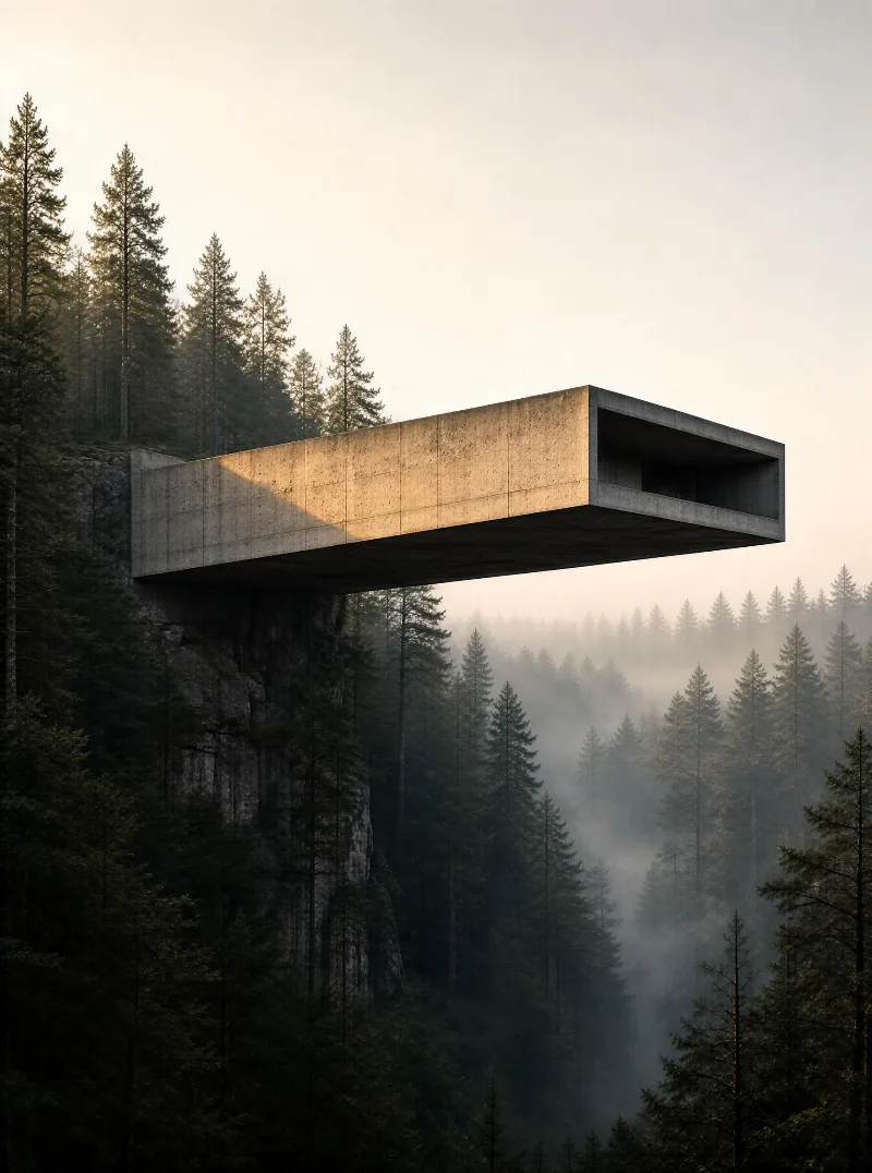 Cantilever Over Misty Forest
