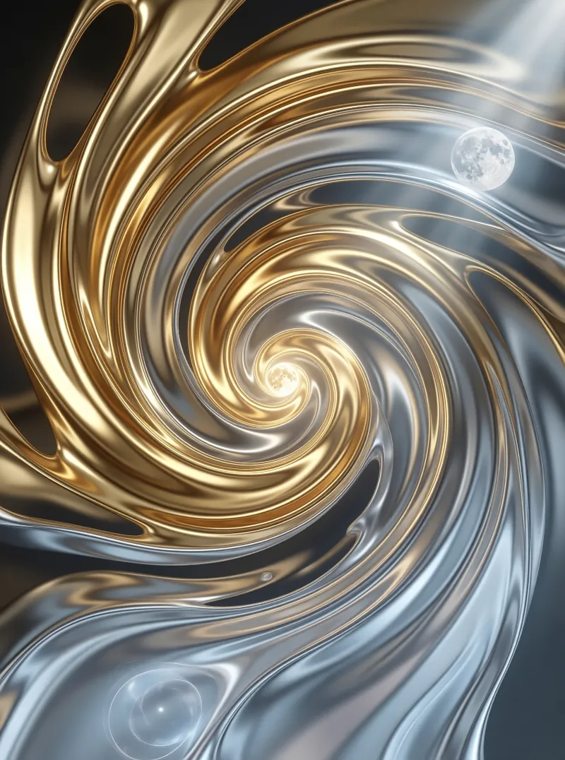 Liquid Gold and Silver Swirl