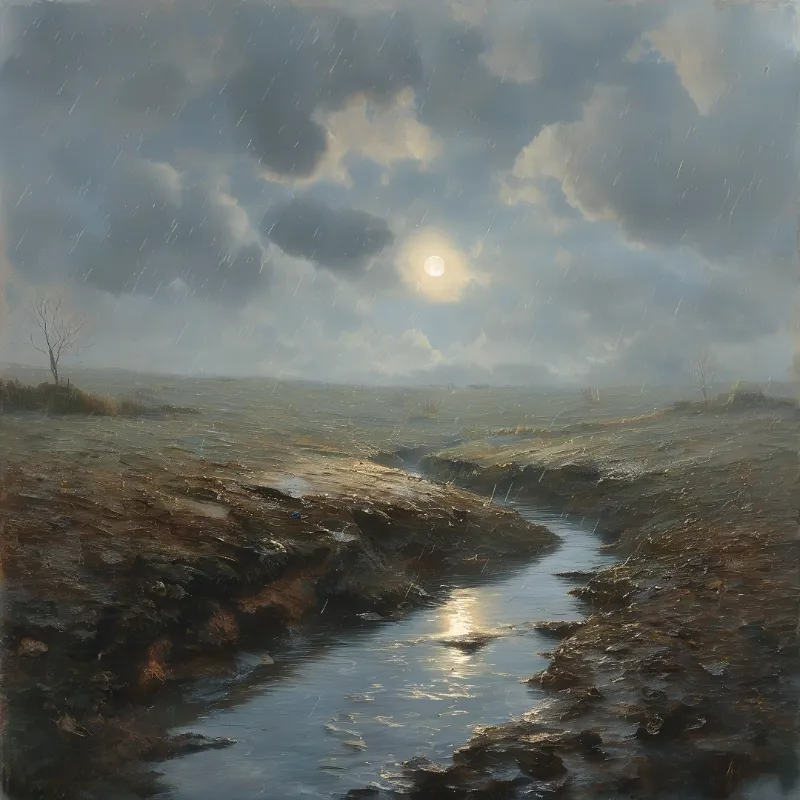 Rainy Moor with Sunbeam