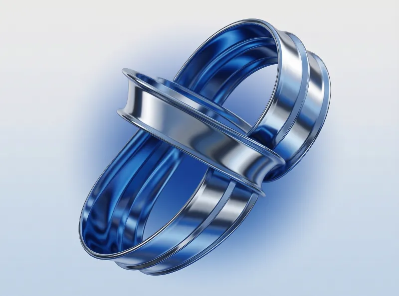 Abstract Blue Metallic Rings