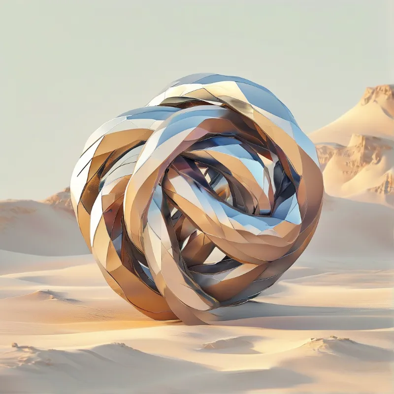 Metallic Sculpture in Desert
