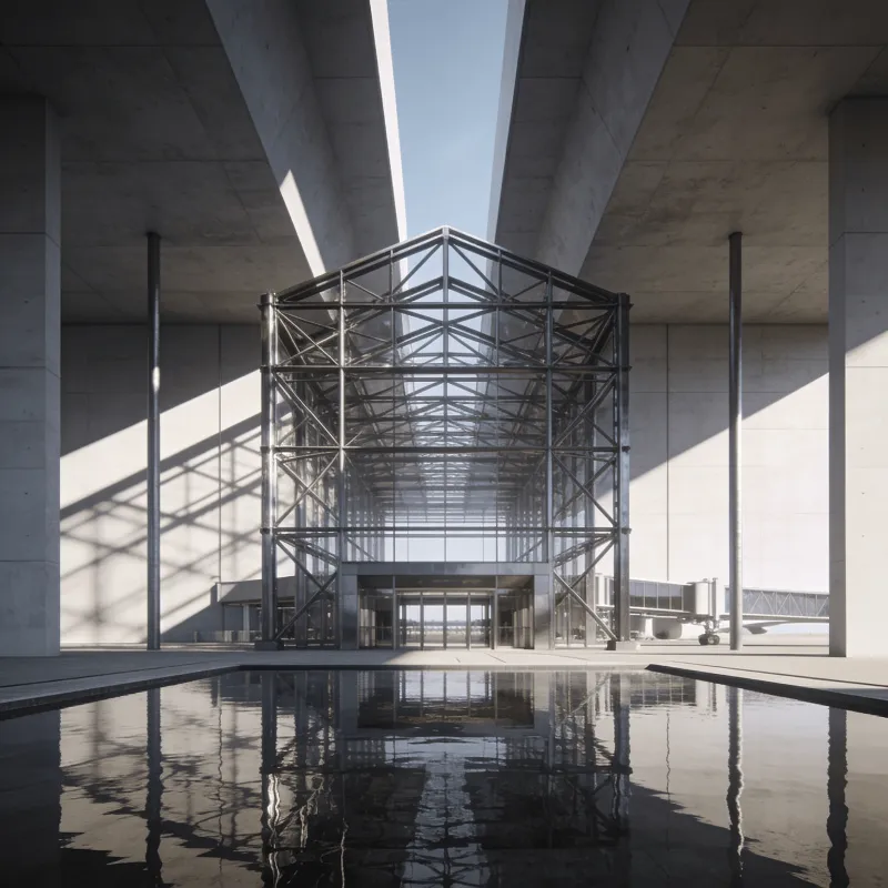 Terminal with Steel Frame — Reflecting Pool