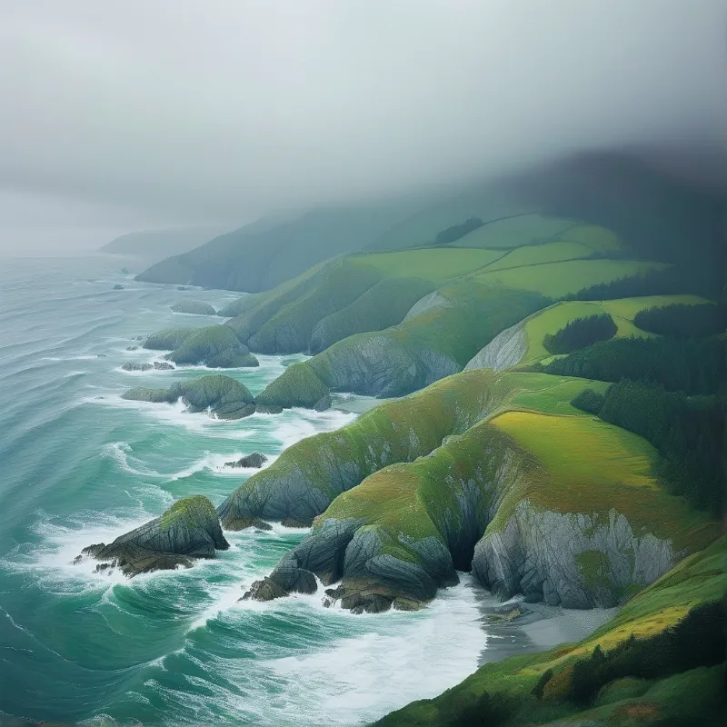 Misty Green Coastline