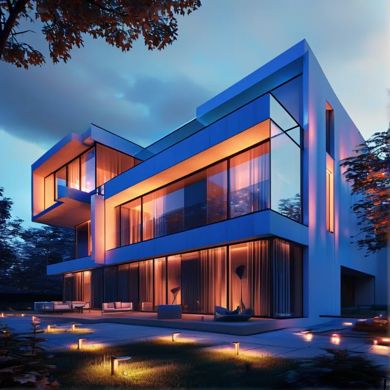 Modern Villa at Dusk