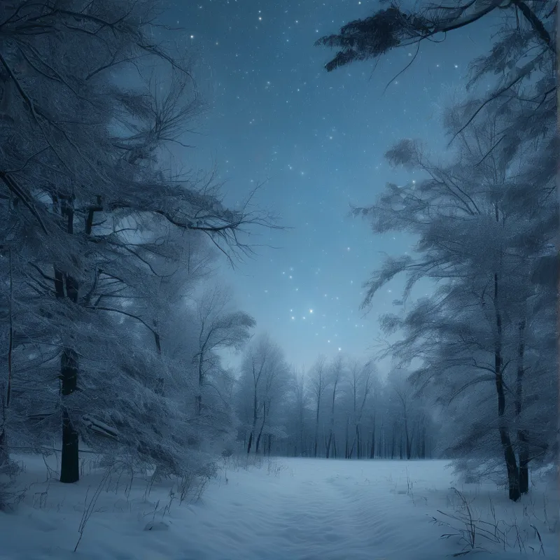 Starry Winter Forest Night