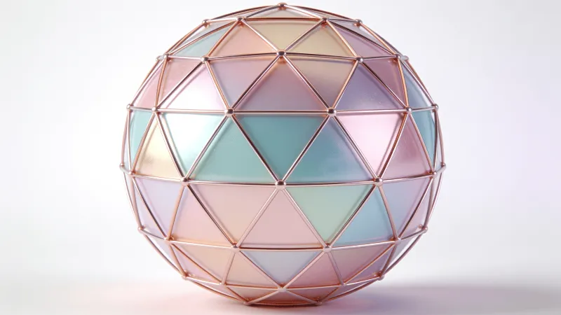 Metallic, Pastel Geometric Sphere