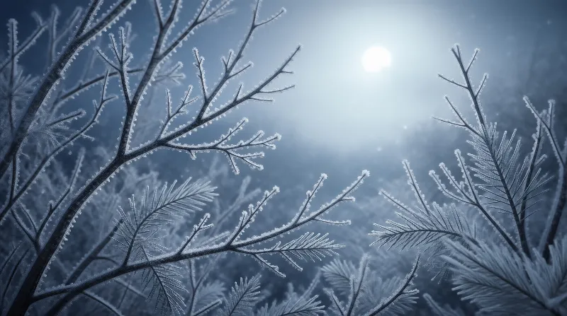 Frosty Winter Branches in Misty Light