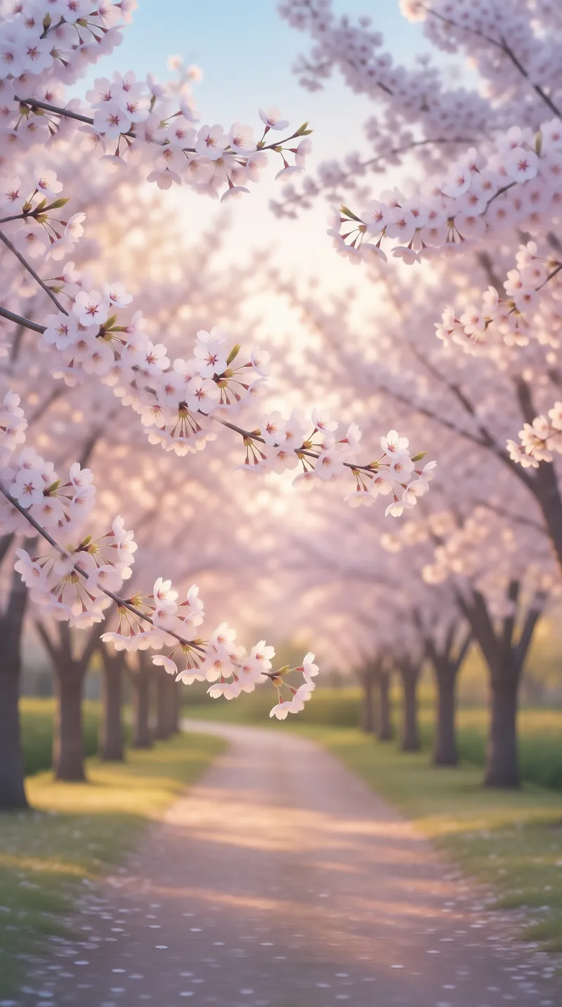 Cherry Blossom Path in Spring