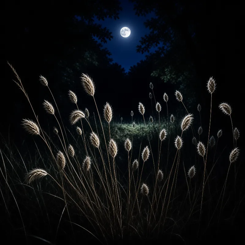 Moonlit Grass at Night