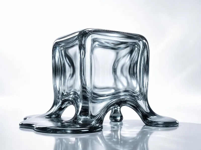Melting Glass Cube Sculpture