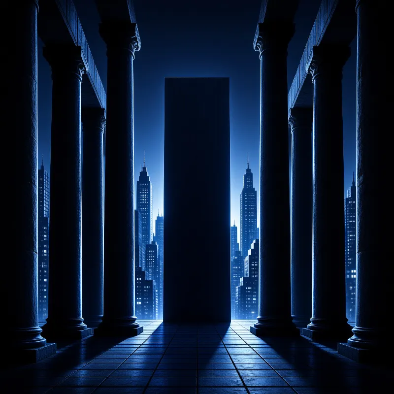 Columns Overlooking City