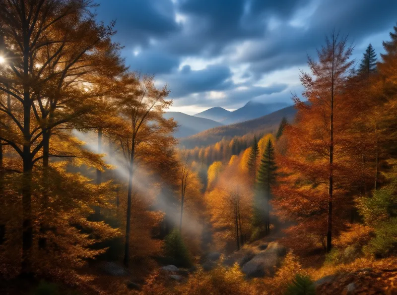 Golden Autumn Mountain View