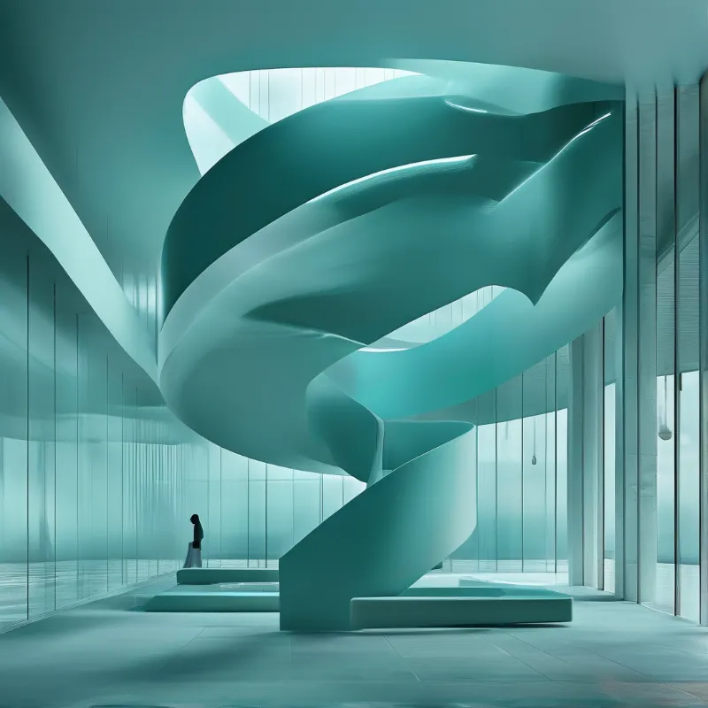 Futuristic Teal Atrium Spiral