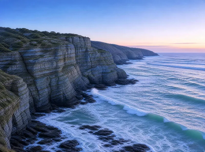 Dramatic Coastal Cliffs at Dusk