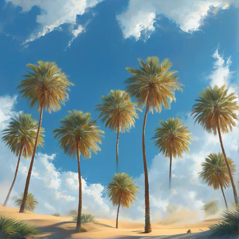 Palm Trees in the Desert Sky