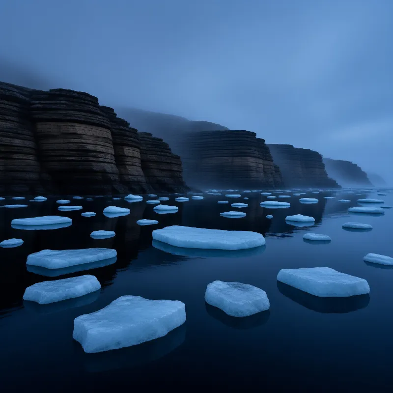 Layered Cliffs and Ice Floes
